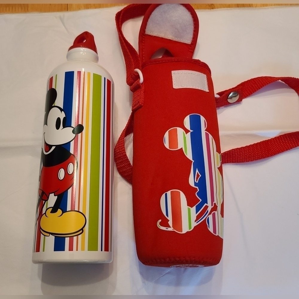 Disney Mickey Multi-color Aluminum Water Bottle And Case